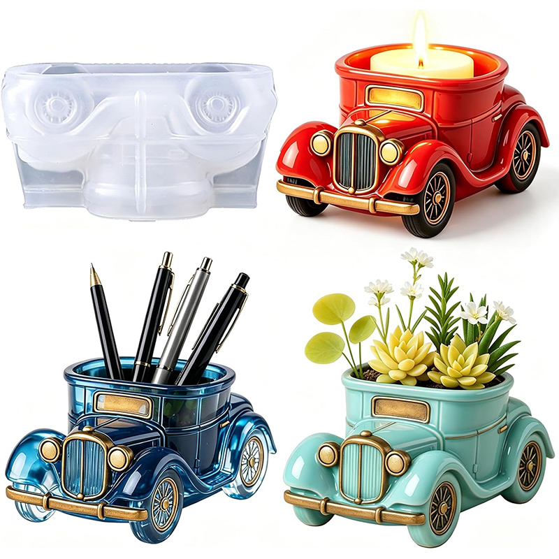 Succulent Set - 3D Vintage Bus Auto Sukkulenten-Topf Silikonform