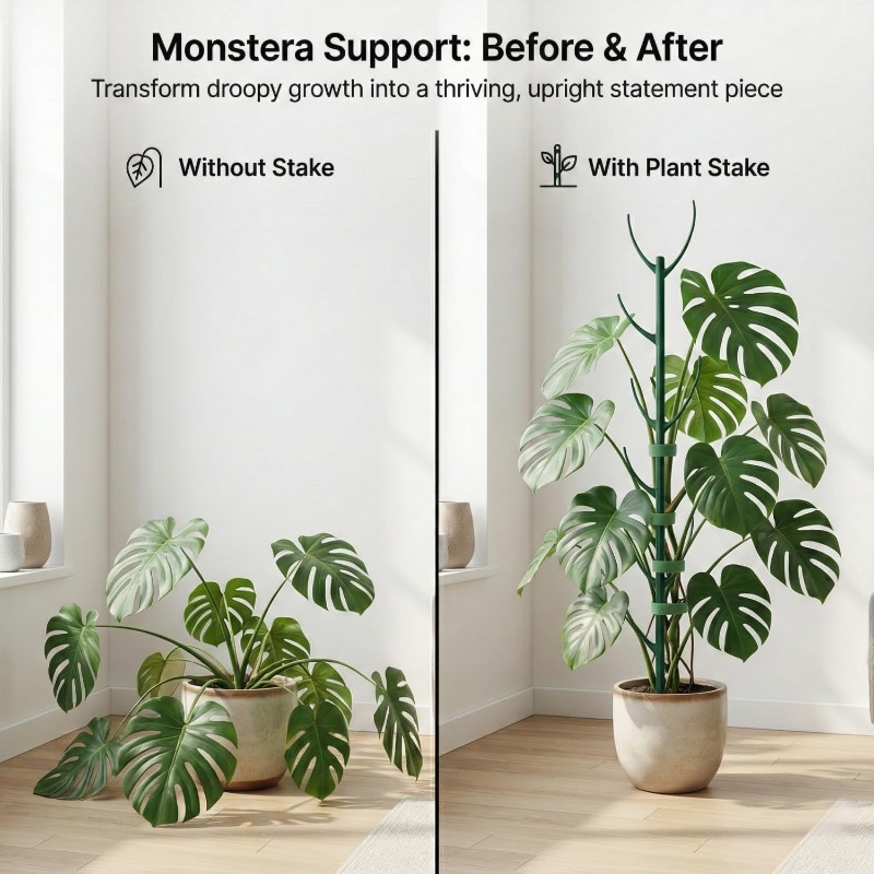 Plant Support Stake - Monstera-Pflanzenstützstäbe, 5 Stützrahmen und 1 Rolle