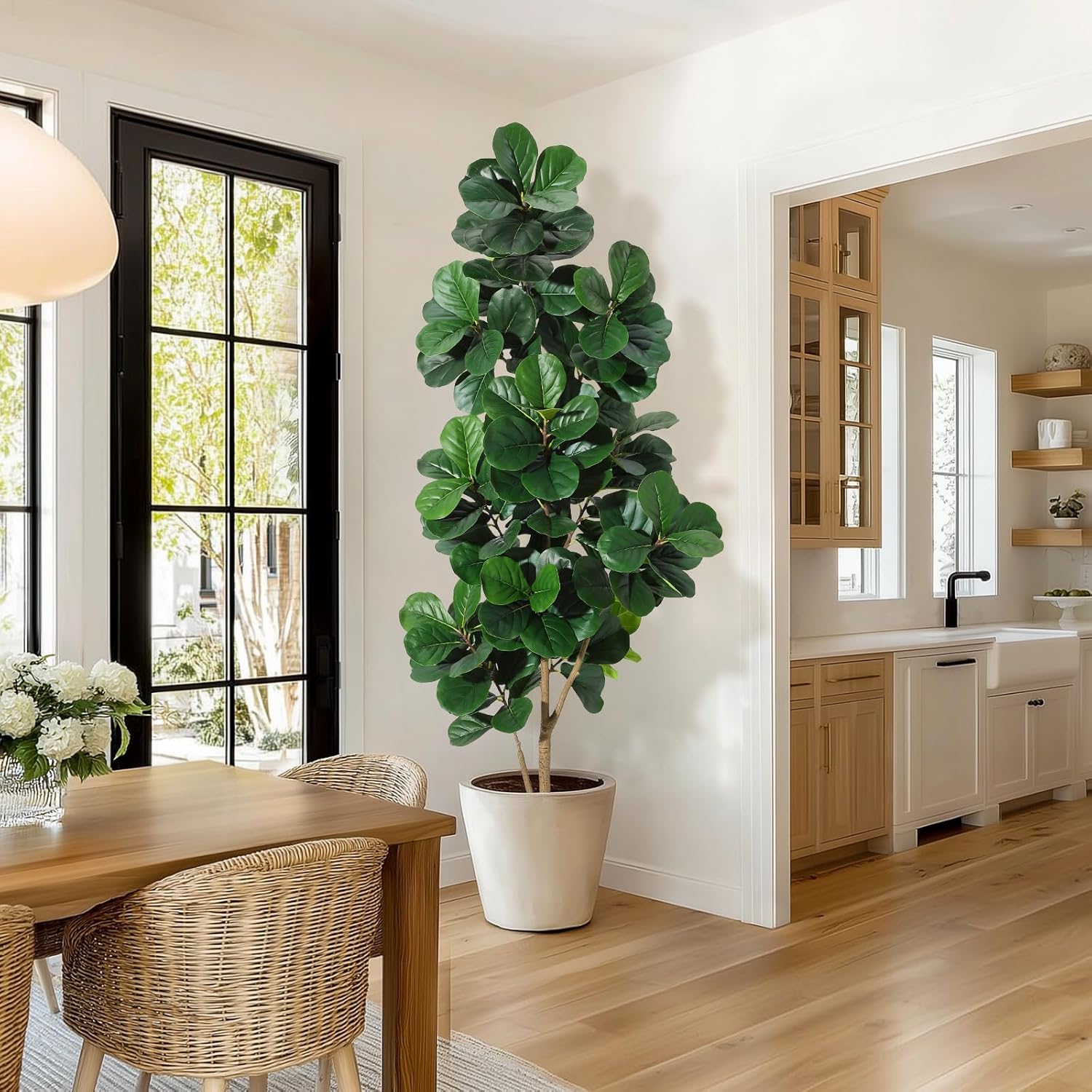 Fiddle Leaf Fig - 4FT/5FT/6FT/7FT Geigenblatt Feigenbaum künstlich mit Blättern,